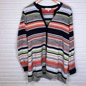 Calvin Klein Multicolored Striped Mature Long Sleeve Top, Women’s Size XL